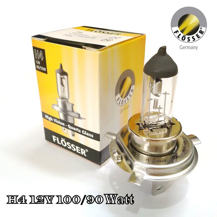 Bohlam Lampu H4 Flosser German 12V 100/90 Watt