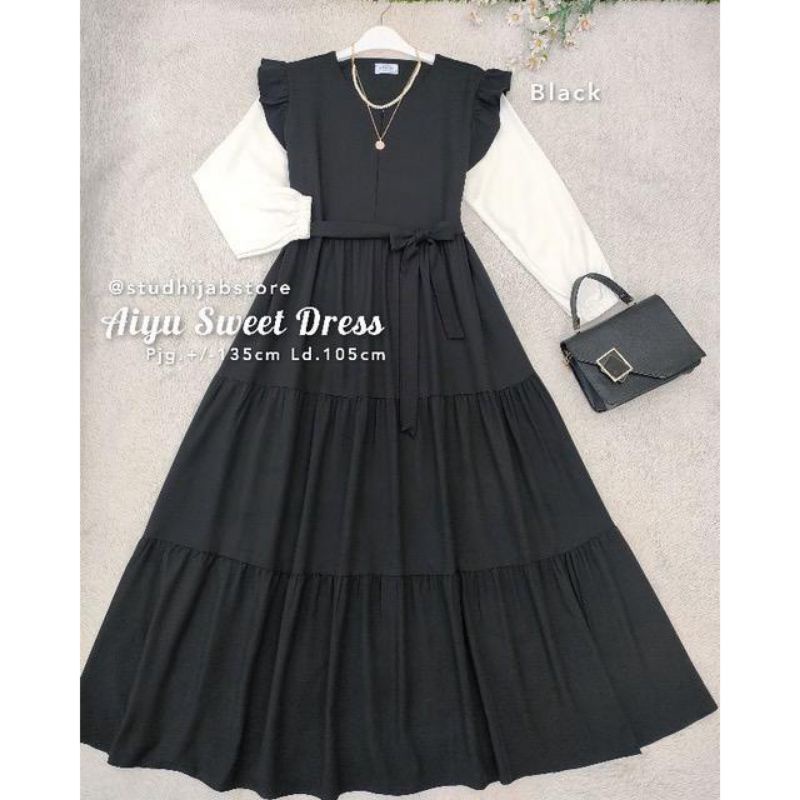 AIYU SWEET DRESS/Gamis terbaru 2022 Termurah/Aiyu Sweet Dress/Pakaian Wanita/Dress/Korean Style/Gami