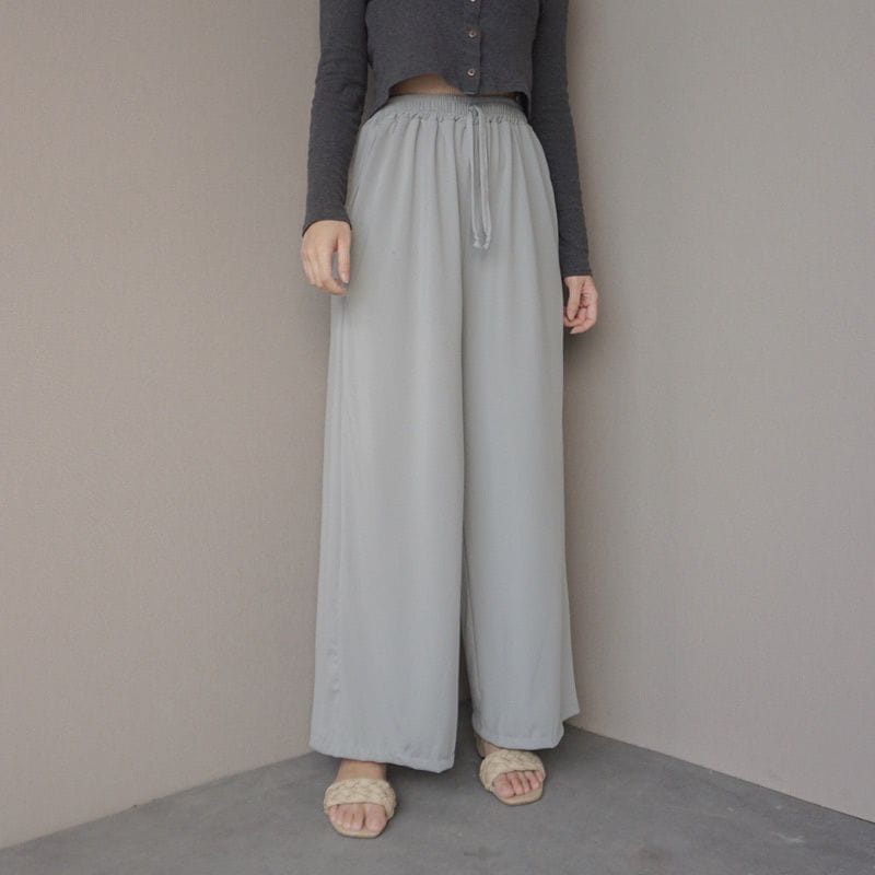Celana Kulot Rayon Crincle Crinkle Airflow Panjang Wanita Premium Highwaist Loose Cullote Pants Homewear Jumbo Terbaru Kekinian-RAYON GREY