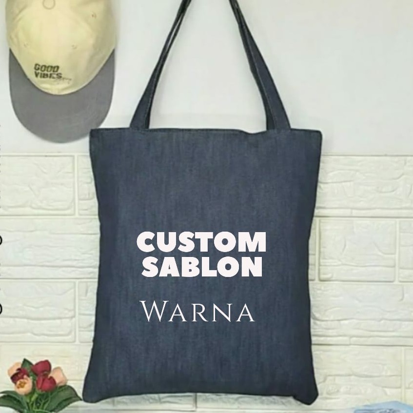 TOTE BAG WANITA TOTEBAG RESLETING KANVAS BISA CUSTOM POLOS dan SABLON TT 009