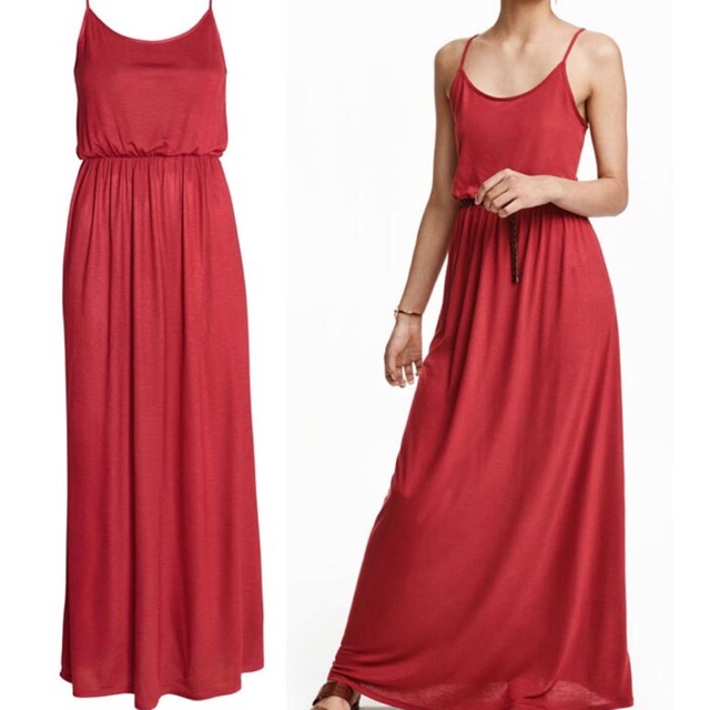 H&M red long dress - h&m hnm hm original - long dress branded