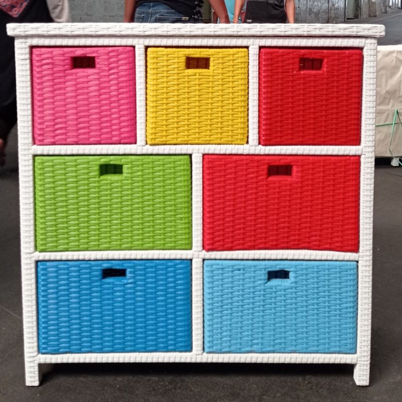 Lemari Rotan Sintetis rak laci rotan sintetis laci 7 atas