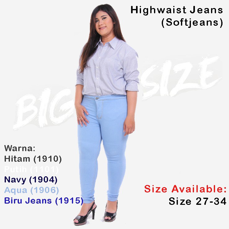[Size 27 - 34] Highwaist Jeans Big Size/ Jeans Wanita Big Size/ (5 Warna)