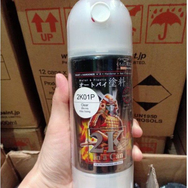 Samurai Paint 2K COAT 2K01P Clear Glossy Pilok Pilox Cat Semprot Samurai Clear Kilap Sebening Kaca (300ml)