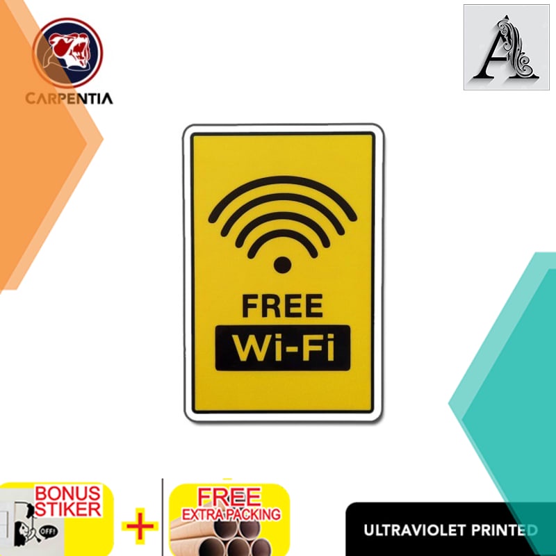 

Promo Acrylic Sign FREE WIFI / Label Dinding Akrilik 12x18 cm / B - Kuning