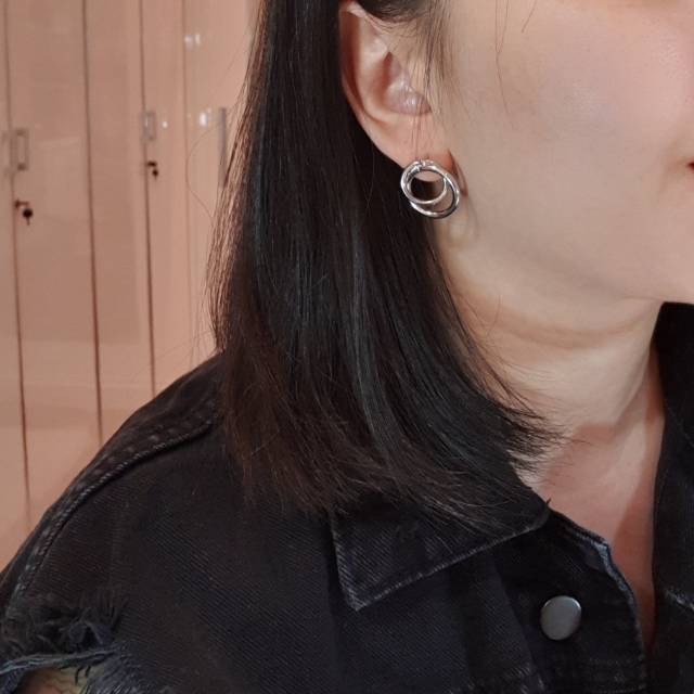 Anting Silver Wanita Korea Bulat Kecil Titanium Earrings /BAKA EARRINGS