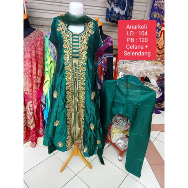 Anarkali Baju India Salwar Kameez Bordir Payet Kaca Pesta Bollywood Nandini