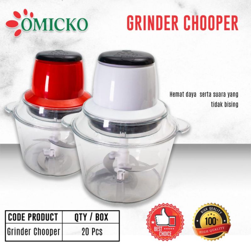 chopper OMICKO 2L / meat grinder chopper omicko / penggiling daging omicko / chopper serbaguna / chopper multifungsi / penghalus daging/ penghalus makanan/ food processor / sambal maker