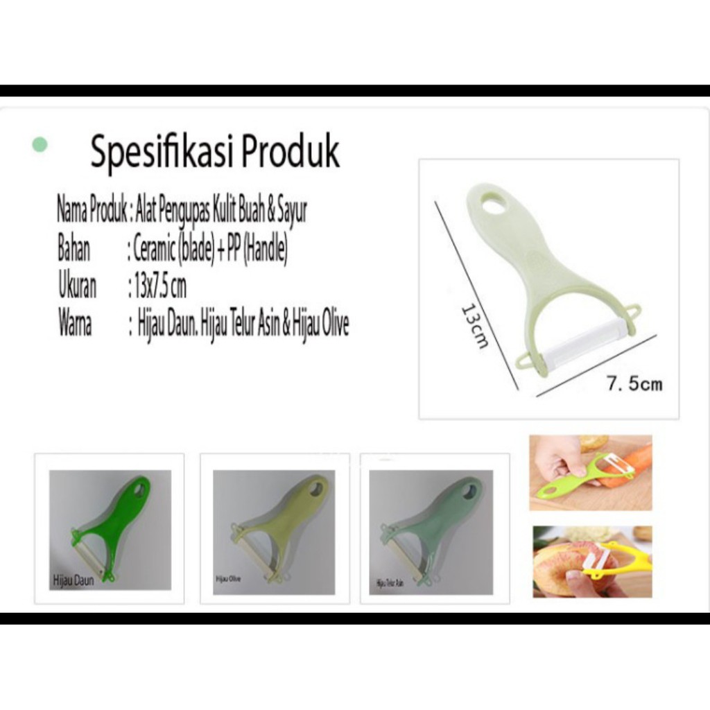 Alat Pengupas Kulit Buah &amp; Sayur Keramik Serbaguna/Ceramic Peeler