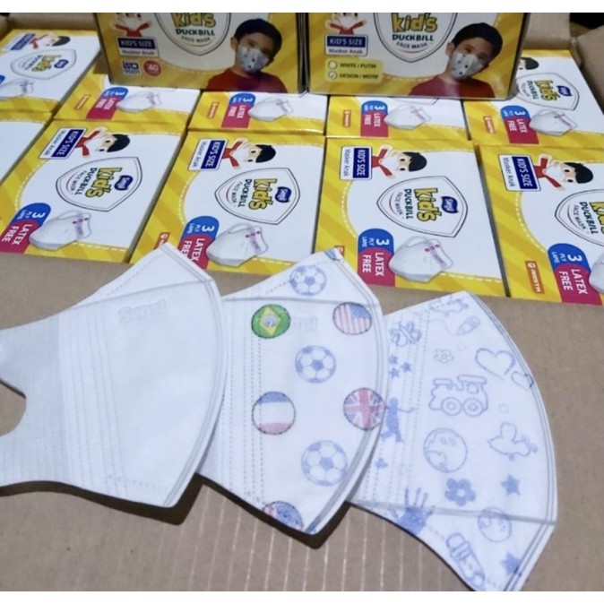 TERMURAH MASKER SENSI DUCKBILL ANAK 3PLY ISI 40PCS/BOX - Masker Sensi Anak Earloop / Masker Duckbill