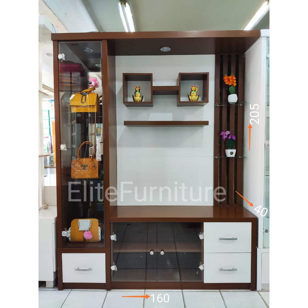 Pajangan Partisi TV Kayu blockteack , Pajangan TV Bloktik / Pajangan Minimalis partisi ruangan Bufet