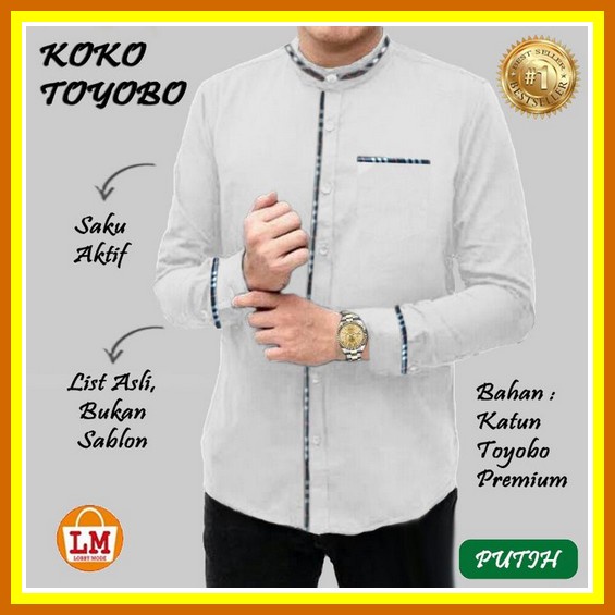 Baju Koko Pria Terbaru Baju Koko Muslim Lengan Panjang Bahan Toyobo Model Fawwaz Termurah Koko Toyob