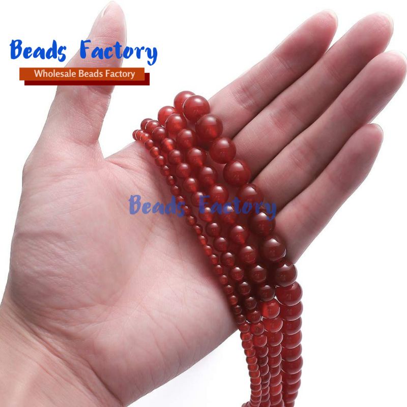 Manik batu karnelian 4-10mm Kuarsa Bulat Alami Red Agate Crystal