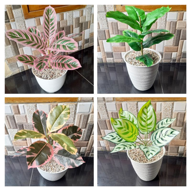 Tanaman Jumbo Artificial Daun Monstera Aglonema Daun Hias Artificial Pot Besar D18