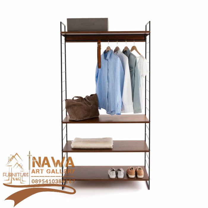 WATFORD | Lemari Rak Pakaian Terbuka Industrial Walnut - Wardrobe 01NAG
