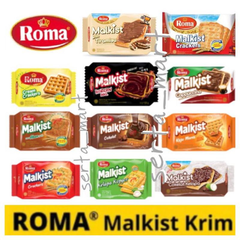 

Roma Malkist Cream Crackers / Abon / Krim Coklat / Keju Manis / BBQ