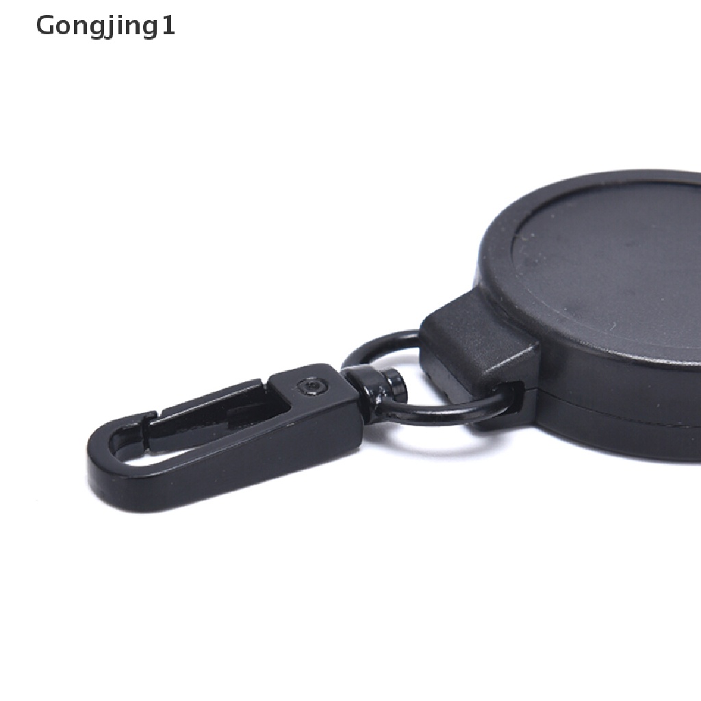 Gongjing1 Gantungan Kunci Holder Kartu ID Dengan Tali Retractable Warna Hitam