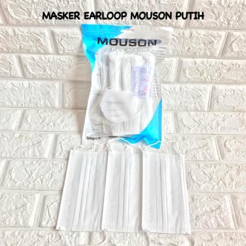 MASKER EARLOOP 3PLY CAREION PUTIH EMBOS 1BOX ISI 50PCS / 3 PLY MURAH PACK WHITE EMBOSS