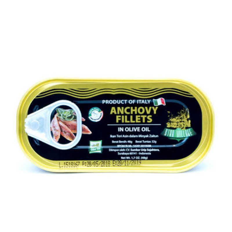 STAR VILLAGE ANCHOVY FILLETS OLIVE 18GR