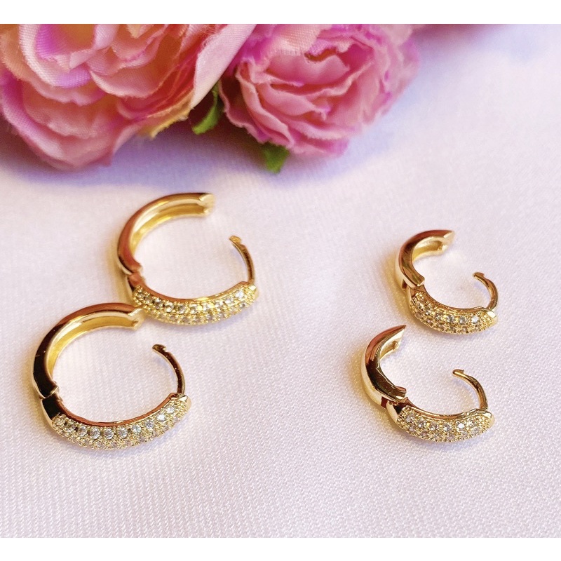 Anting Anak / Dewasa Titanium Lapis Emas 18k Bulat Gipsy Jepit