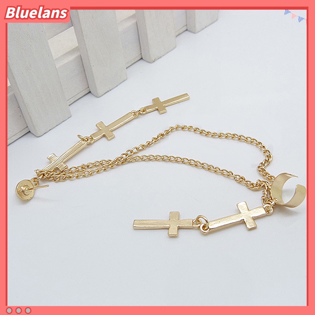 Bluelans 1Pc Ear Cuff Cross Dangle Versatile Alloy Women Fashion Punk Ear Crawler for Women