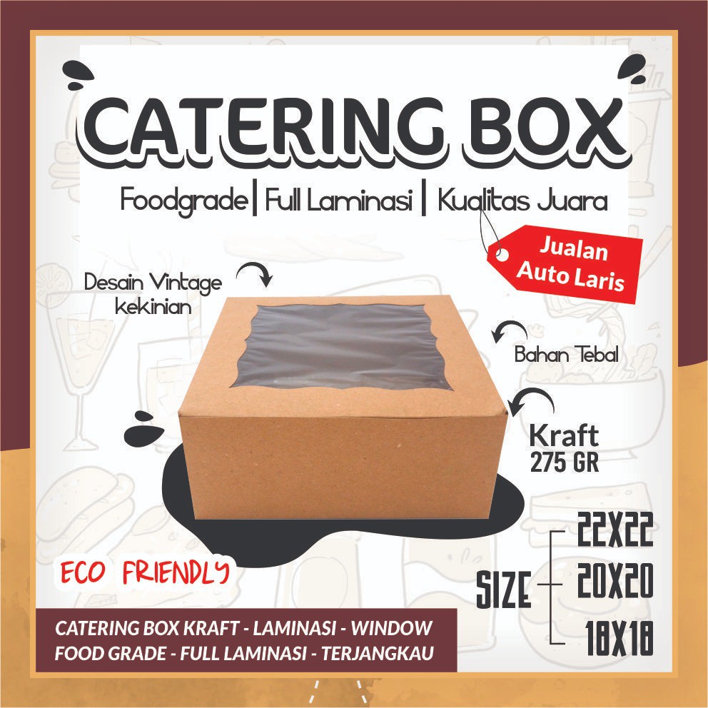 

(PER 1 PCS) Catering Box Kotak Kue Cake Box Brownies Kue Roti Snack Packaging Dus Kemasan Softbox Mika