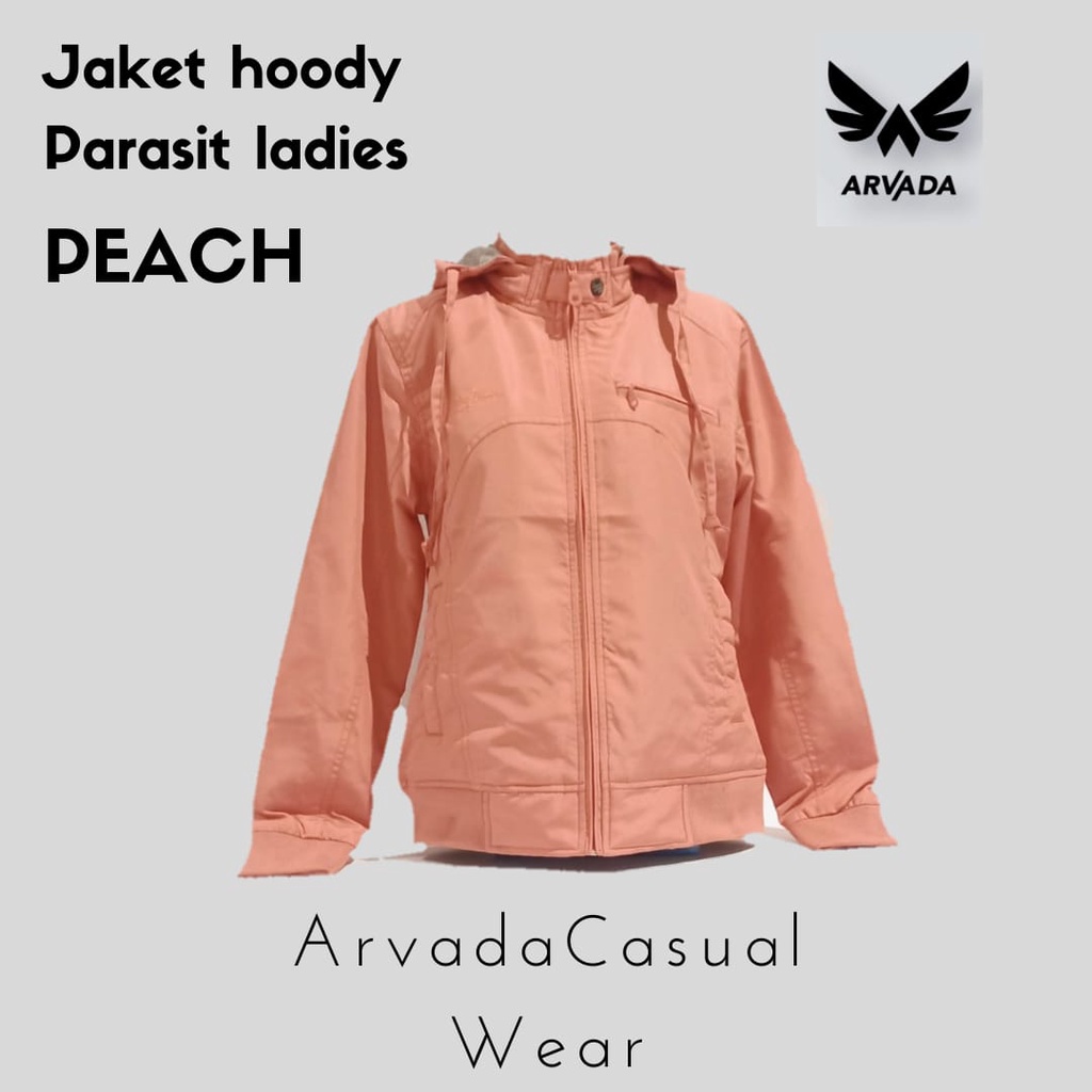 Arvada Parasit Zipper Hoodie Jaket Woman Peach | Jaket Parasit Wanita Basic