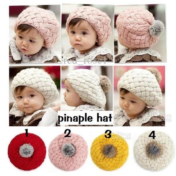 Import Topi Anak Pineaple Hat Anak Topi Anak Nanas Rajut Korean Style Knit Pineapple Hat - Topi Anak Perempuan Nanas IMPORT Rajut Elastis Pineaple Hat Kids - Topi Nanas Anak Premium Quality