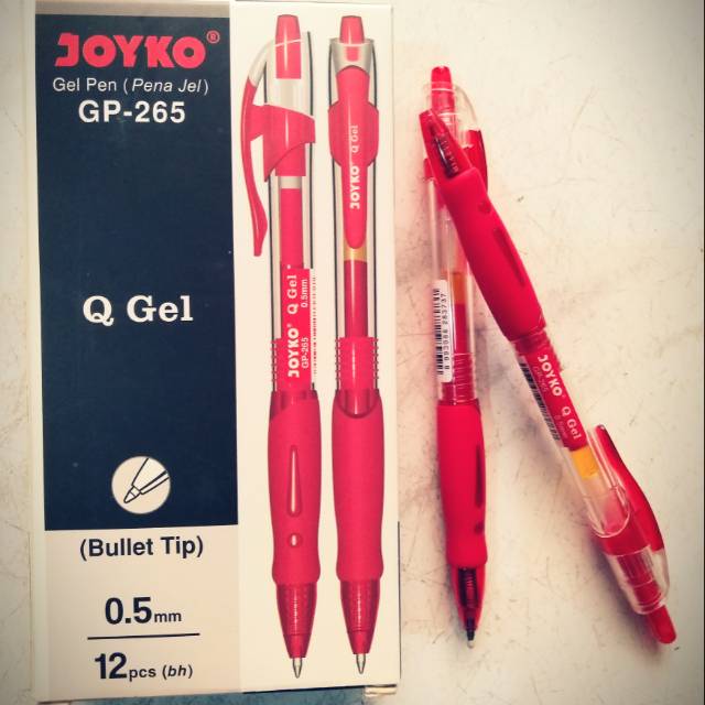 

Q gel pen joyko tinta merah satu kotak isi 12 pcs