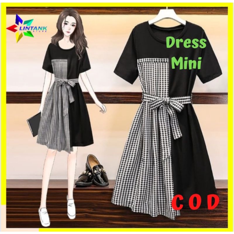 Dress Wanita Import Pakaian Drees Remaja Perempuan Dres Mini Wanita Cewek Kekinian Korea Terbaru
