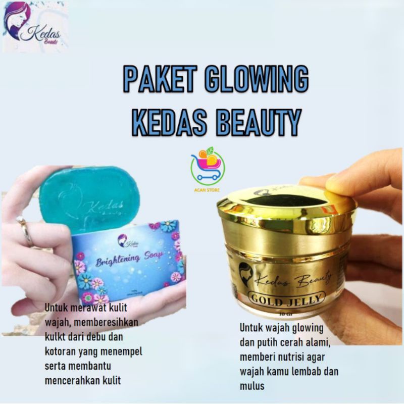 PAKET GLOWING KEDAS BEAUTY, sabun kedas beauty ori/Brightening soap kedas beauty ori/ gold jelly KED