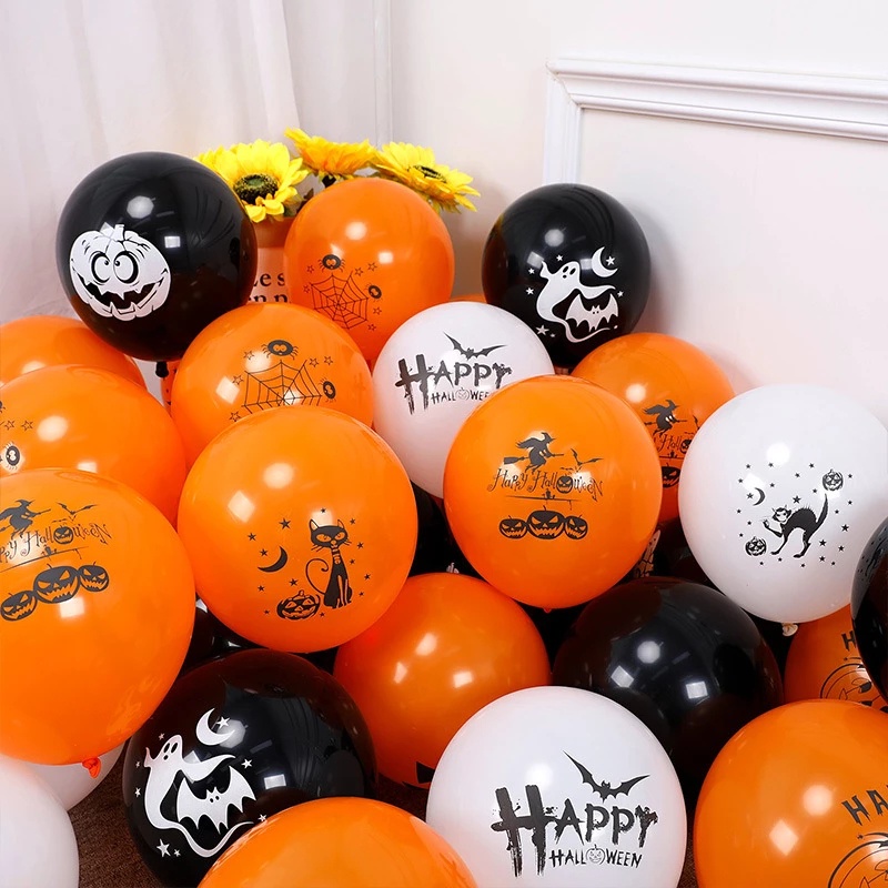 10 Pcs Balon Latex Tebal Ukuran 12 Inch Motif Labu Kelelawar Laba-Laba Untuk Dekorasi Pesta Halloween