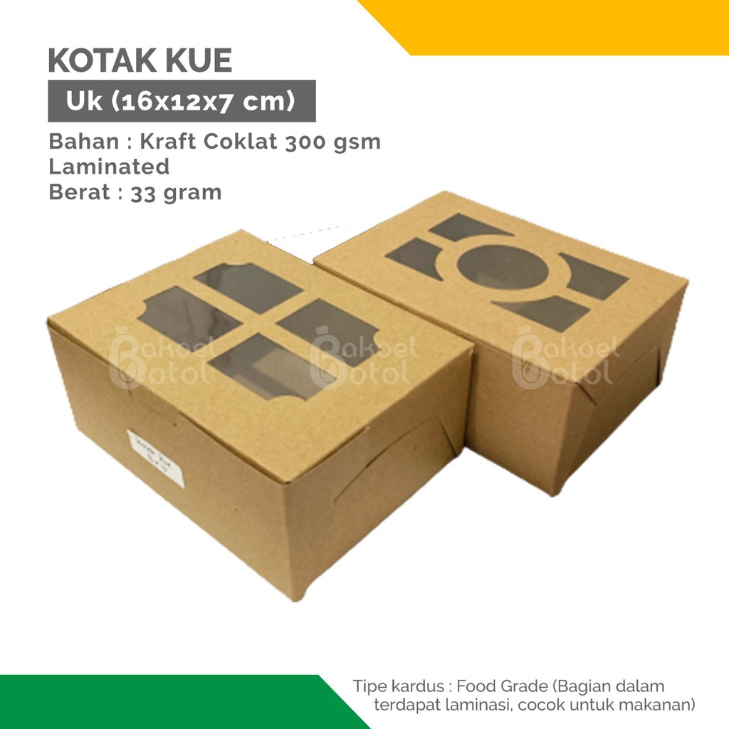 

TERMURAH KOTAK KUE UKURAN 16x12x7 / KOTAK KUE KRAFT COKLAT / BOX KUE MURAH
