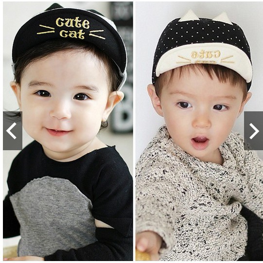 Topi Anak Laki Laki IMPORT PREMIUM Usia 1 - 3 Tahun Motif Kucing - Topi Anak Cute Cat Lucu Bisa Cowok Cewek