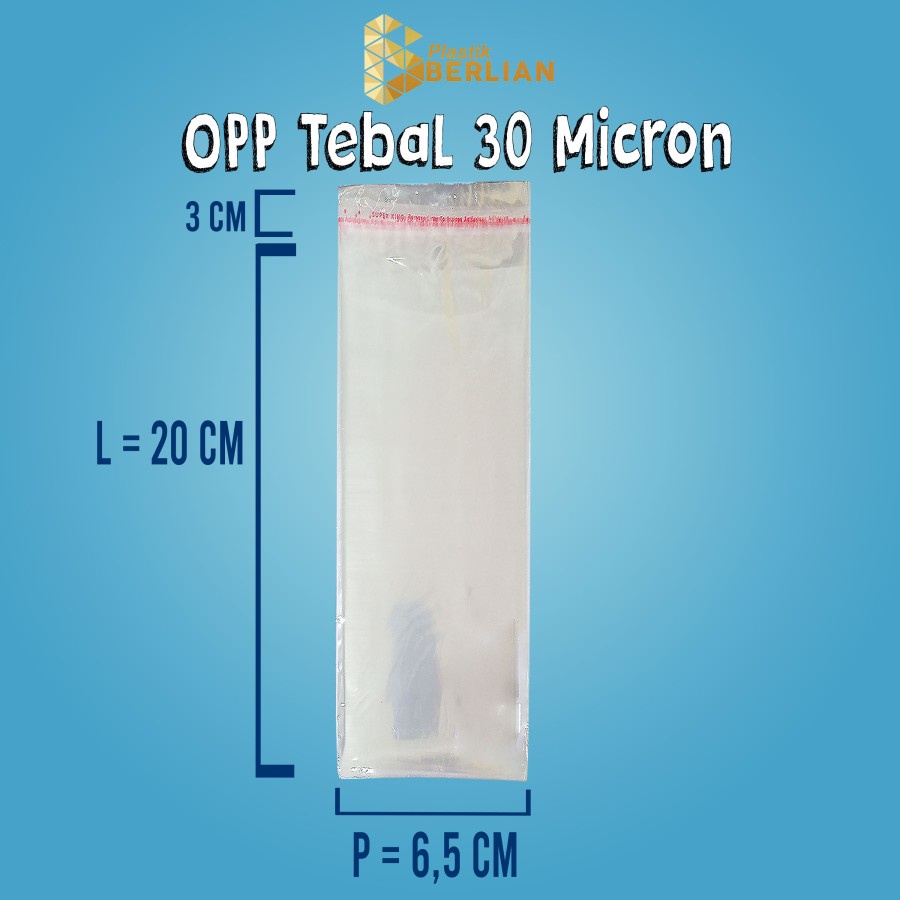 

6,5 X 20 cm Plastik OPP TEBAL 30 MICRON (100 lbr)