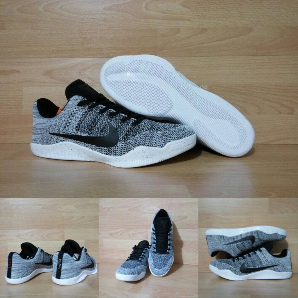 Hot Model Terbaru SEPATU BASKET KOBE 11 FLYKNIT OREO / SNEAKER NIKE BRYANT ABU BARU