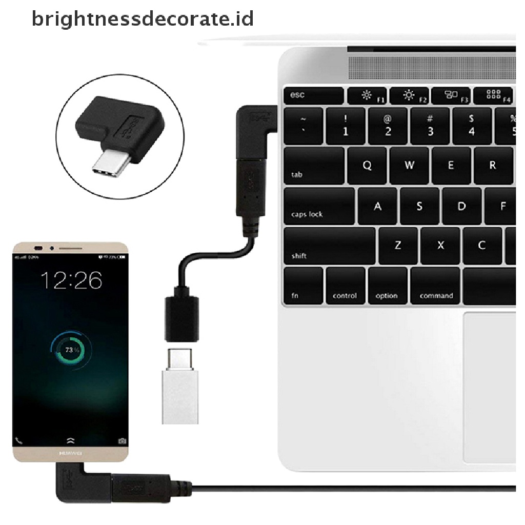 Konverter Sudut Kanan Usb 3.1 Tipe C Ke Tipe C Male Female