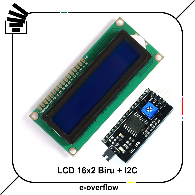 Liquid Crystal Display LCD 16x2 1602 Biru With I2C IIC | Shopee Indonesia