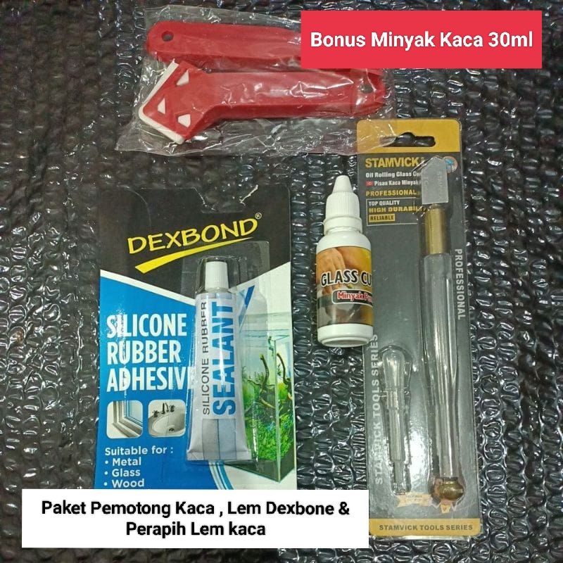 Jual Paket Pisau Pemotong Kaca Stamvick Lem Dexbone Perapih Lem Gratis Oil Glass Cutter