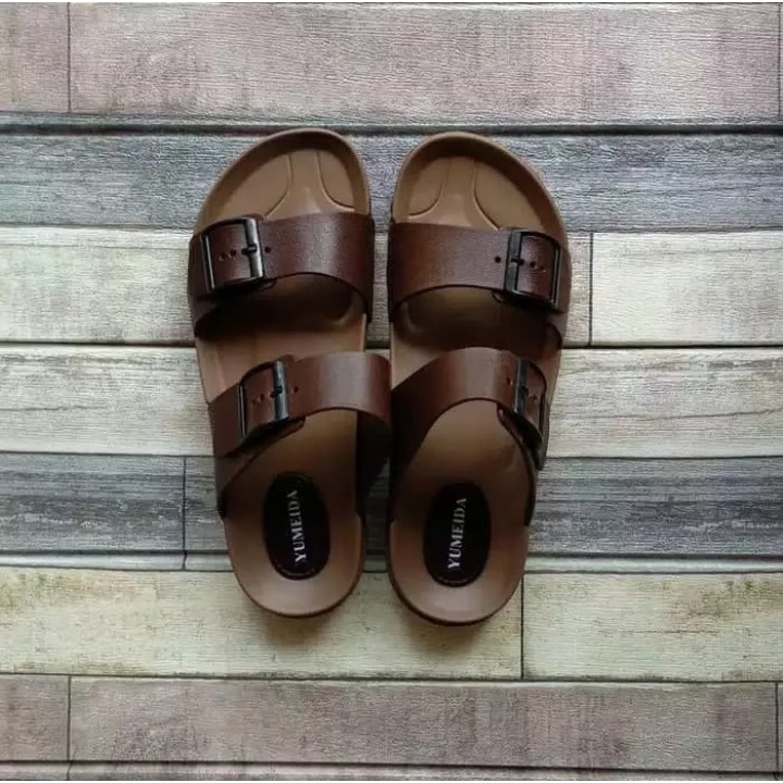 SANDAL PRIA TERBARU KARET YUMEIDA SELOP KASUAL ANTI AIR SENDAL BERKUALITAS SLOP KARET TALI 2 HARGA MURAH BISA COD