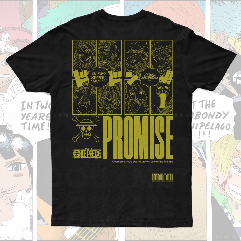 Kaos One Piece Promise 2 Years Gold Anime Manga OnePiece Premium Unisex