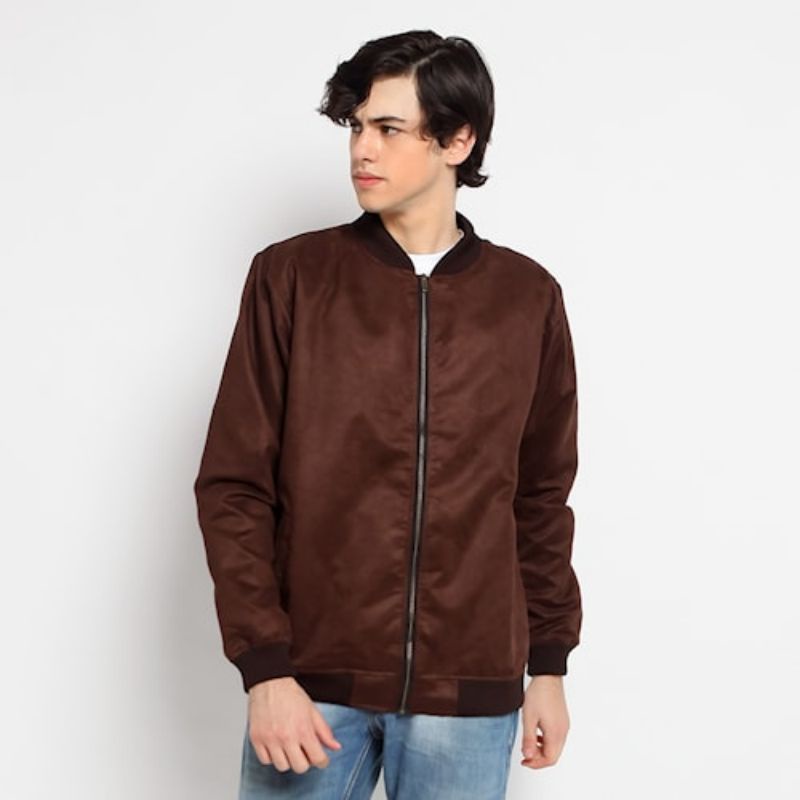COPE BROWN JAKET PRIA SUEDE JAKET HARRINGTON PRIA PREMIUM UNISEX COPE BROWN LIGHT GREY