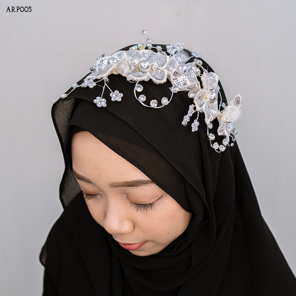 [READY STOCK] FASHION AKSESORIS HIJAB WEDDING BUNGA MUTIARA PUTIH ARP005