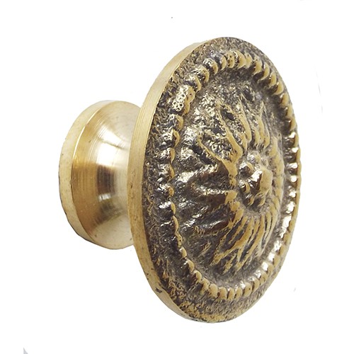 1-1/8" Tarikan Laci Kancing Kuningan - HKN9050A - Sunflower / Polished Brass