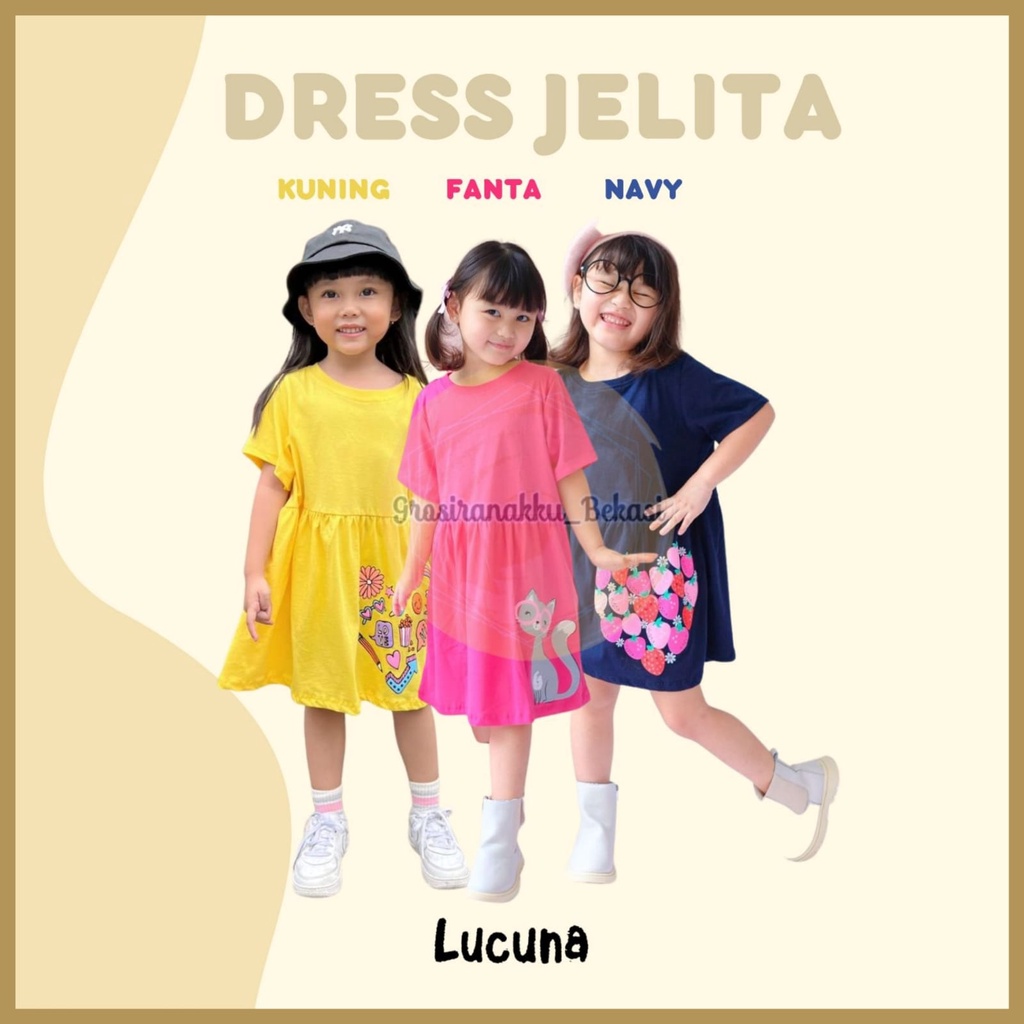 Dress Anak Jelita Lucuna Mix Warna 1-5thn