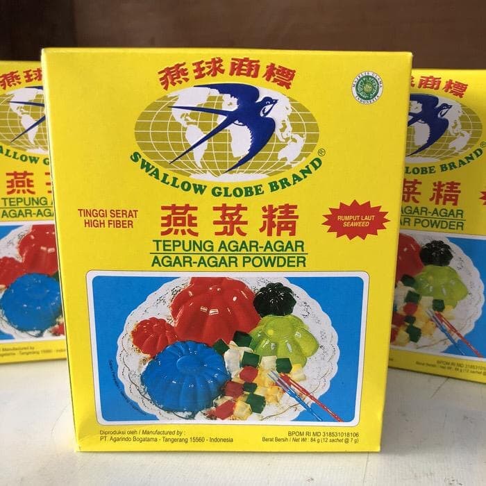 

TEPUNG AGAR-AGAR SWALLOW GLOBE WARNA BISA VARIASI 1BOX ISI 12BKS