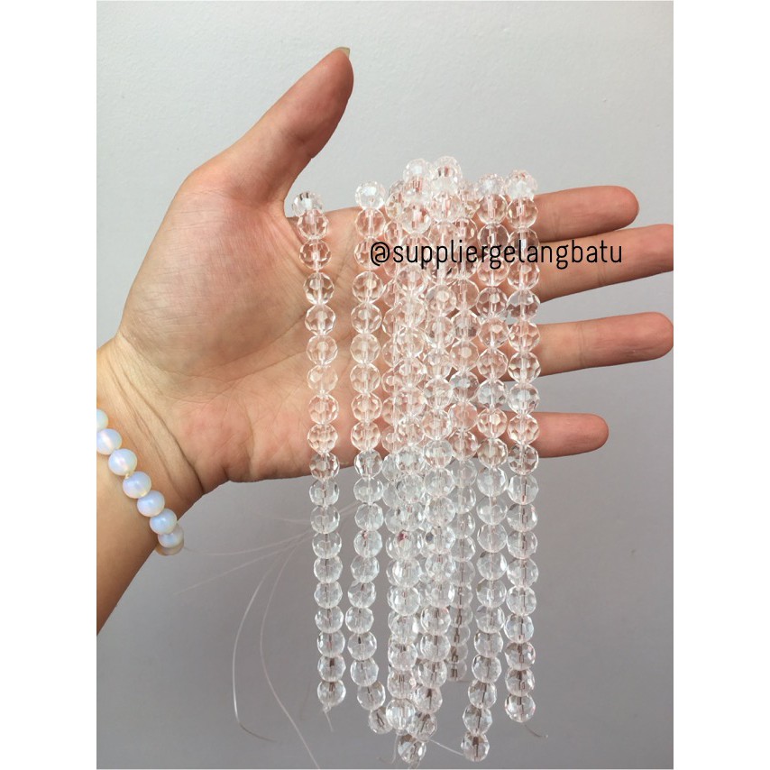 kristal bola dunia cutting 10mm PUTIH quartz kuarsa ceko bulat beads akseosris fashionita supplier