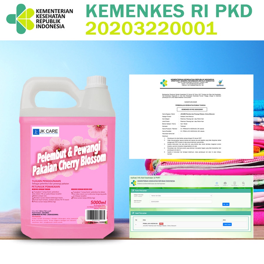 Pelembut dan Pewangi Pakaian 5000ml JKCARE - Cherry Blossom