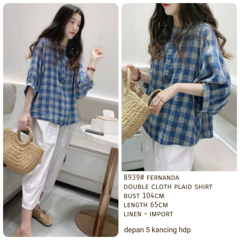 MDLV ~ 8939# Fernanda Double Cloth Plaid Shirt KOTAK BESAR Kemeja Flanel Import