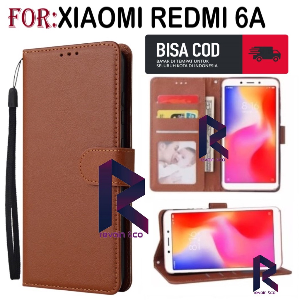 CASE XIAOMI REDMI 6A FLIP WALLET LEATHER KULIT PREMIUM SARUNG BUKA TUTUP KESING HP FLIP CASE REDMI 6A